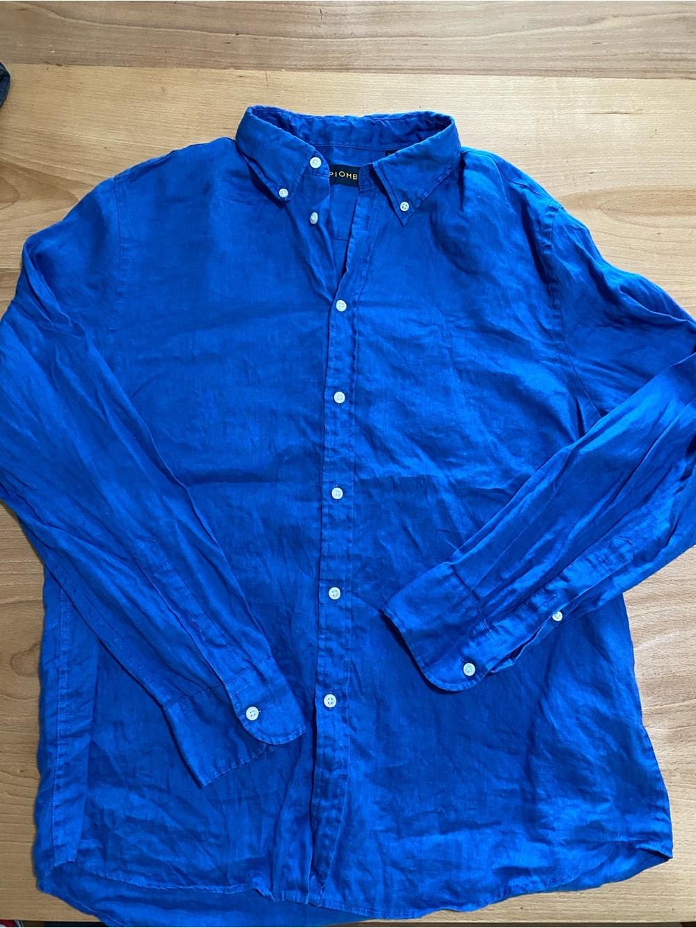Men’s Piombo Linen Cotton Button-Down Collar Dress Shirt Large